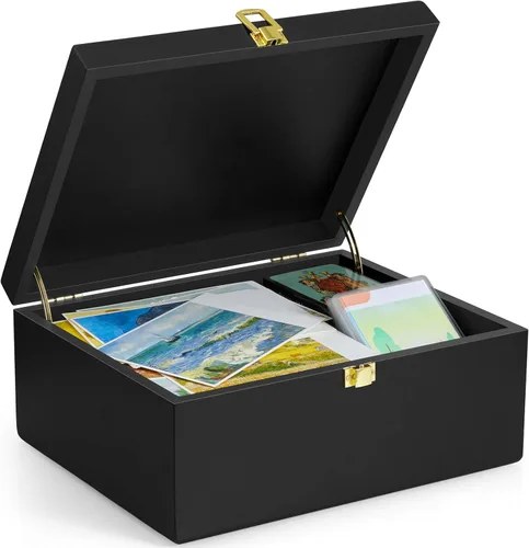 Miniatura 13 de DRASTAR Caja de Recuerdos, Caja de Memoria de Madera de Acacia con Tapas con Bisagras, Caja de Joyería de Madera, Caja de Almacenamiento Pequeña