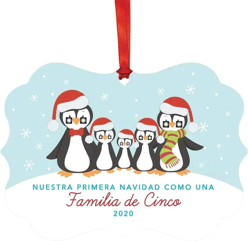Miniatura 19 de Andaz Press Adorno de recuerdo de Navidad con marco de fantasía de familia española, Nuestra Primera Navidad Como UNA Familia De Tres 2024, Familia