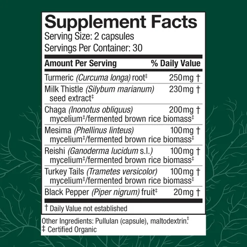Miniatura 2 de Host Defense MycoBotanicals Hígado* Cápsulas – Suplemento de salud hepática con cardo mariano y raíz de cúrcuma – Suplemento de hongos con cola