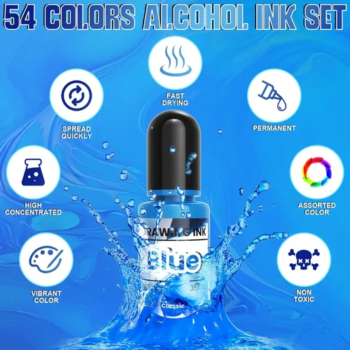 Miniatura 3 de Tinta de alcohol - Juego de 54 colores vibrantes de tinta de alcohol para resina epoxi, tinte de larga duración en colores perla para arte