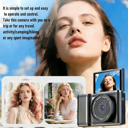 Miniatura 4 de Yunseity Cámara digital 4K 48MP Vlogging Cámara 4K Video con pantalla abatible de 3 pulgadas 180 y zoom de 18X para fotografía, viajes, selfies