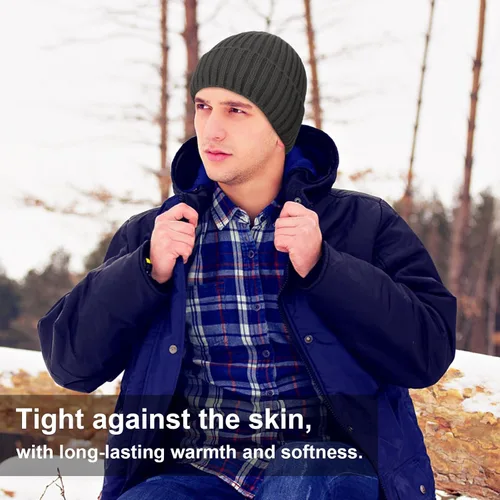 Miniatura 5 de Chalier Gorros de invierno para hombre, gorro de punto holgado, cálido y holgado