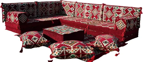 Miniatura 31 de arabicsofa Juego de sofás árabes tradicionales en forma de L - Sofás seccionales marroquíes - Asientos Majlis orientales para sala de estar
