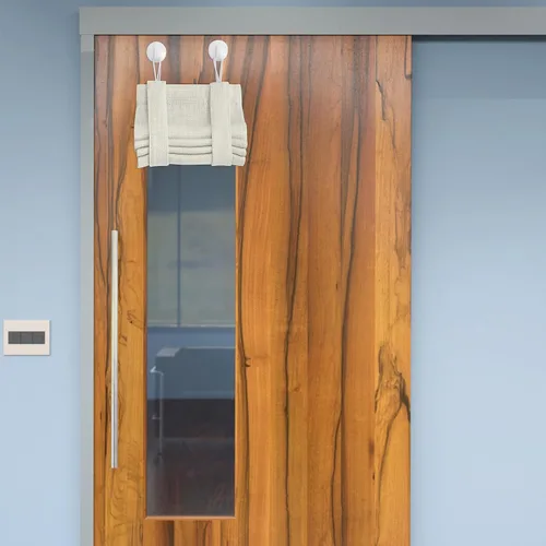 Miniatura 19 de NICETOWN Cortinas pequeñas para puerta francesa con ganchos autoadhesivos, cortinas opacas de lino sintético con aislamiento térmico para puertas