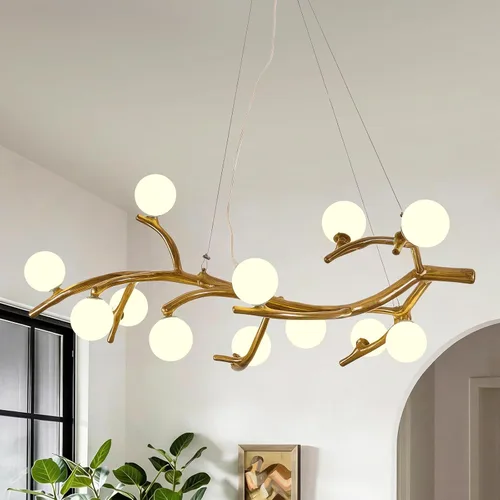 Miniatura 10 de Lámpara de Araña Moderna de Techo de 28.7 pulgadas, Lámpara de Araña Sputnik de 8 Luces de Resina de Mediados de Siglo sobre Mesa, Candelabros