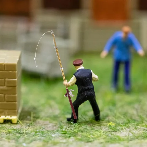 Miniatura 7 de Toddmomy Caña de pescar en miniatura para casa de muñecas, caña de pescar en miniatura, caña de pescar para decoración de casa de muñecas (0.492 in)