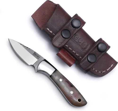 Miniatura 10 de GCS - Cuchillo táctico de acero hecho a mano D2, cuchillo de caza, cuchillo de campamento con funda de cuero, hoja de espiga completa diseñada