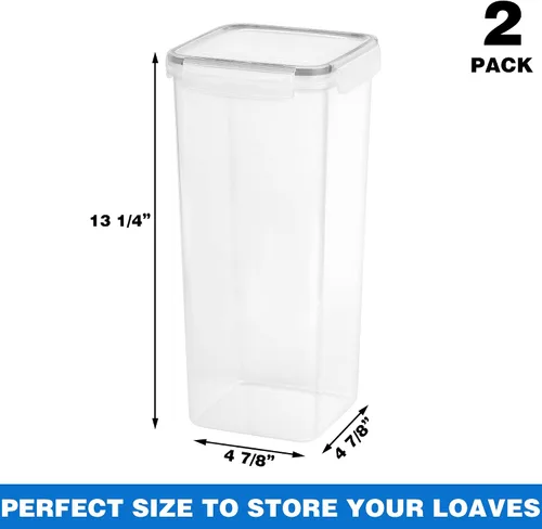 Miniatura 8 de Tiawudi 2 Pack Caja de Pan, Envase de Pan de Plástico, Almacenamiento de Pan para Encimera de Cocina, Guarda Pan con Tapa Hermética, Guarda Pan