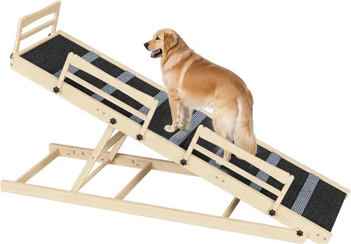 Miniatura 9 de HOOBRO Rampa para perros para cama, rampa plegable para mascotas de 47.2 pulgadas de largo con alfombrilla antideslizante y rieles laterales, rampa
