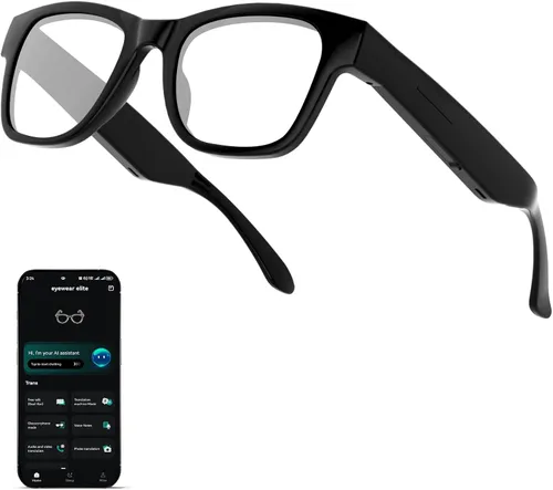 Lentes inteligentes AI para hombres y mujeres, traductor en tiempo real 164 idiomas, reproducción de música y llamadas manos libres para uso diario,