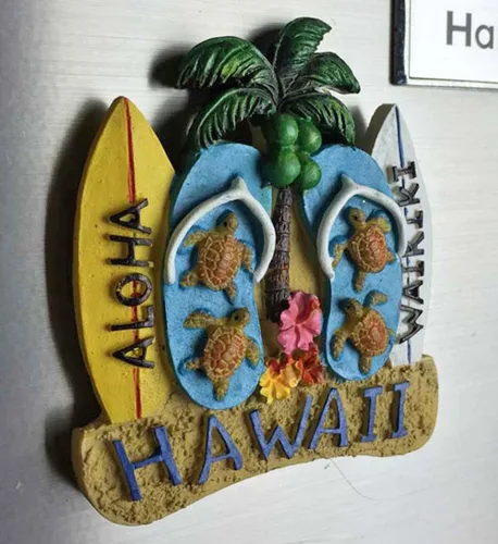 Miniatura 5 de Hawaii USA America Imán del refrigerador 3D Beach Slipper Travel Sticker Souvenirs Collection, decoración del hogar y de la cocina, imán
