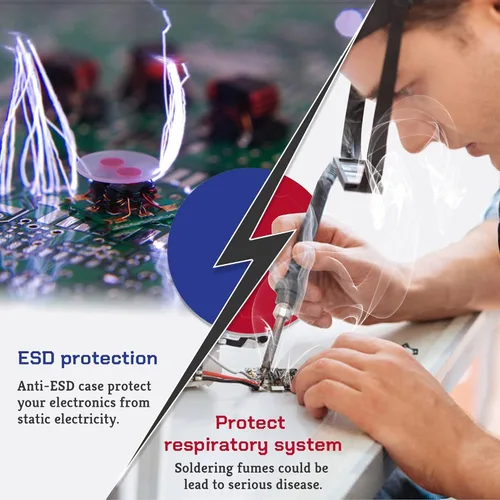 Miniatura 5 de Antidious Extractor de humos Filtro portátil para soldadura anti-ESD, para soldar, equipo de extracción de ventiladores de bricolaje con carbón
