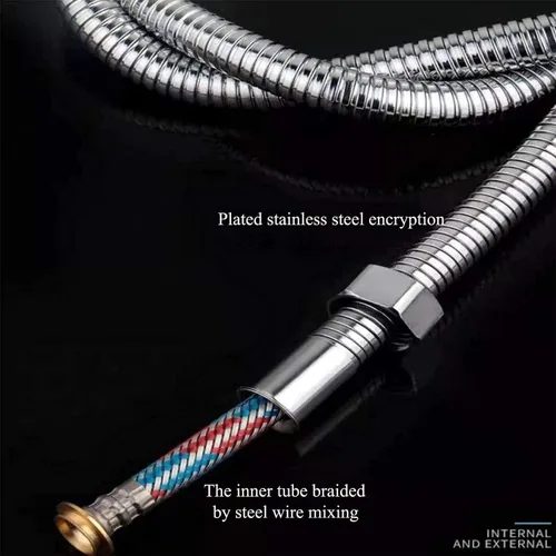 Miniatura 5 de Manguera de ducha de mano de 59 pulgadas, cable de acero inoxidable de grado comercial con tuerca de 1/2 IPS inserto de latón macizo, manguera