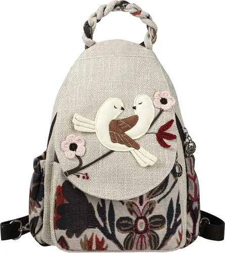 Miniatura 108 de HUANGGUOSHU Mochila de algodón tejida de algodón bohemio con bordado de lona estilo bohemio con múltiples bolsillos retro linda mochila cartera