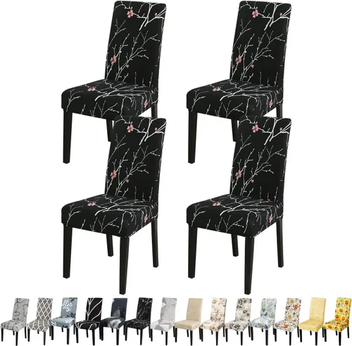 Miniatura 93 de JQinHome Juego de 8 fundas para sillas de comedor, fundas de alta elasticidad extraíbles y lavables, fundas protectoras de asiento para silla