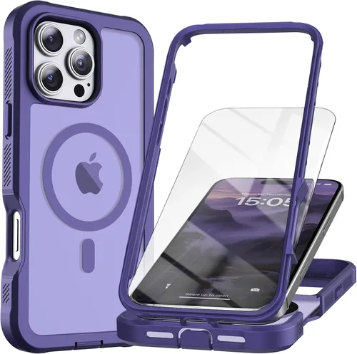Miniatura 20 de Funda magnética para iPhone 13 Pro Max, protector de pantalla, compatible con MagSafe, protección contra caídas de grado militar, protección