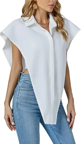 Miniatura 3 de Umenlele Blusa de gran tamaño con cuello y botones para mujer