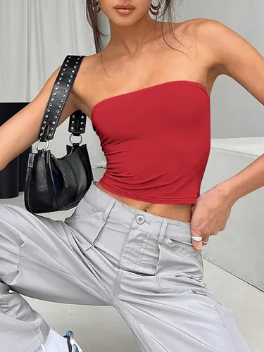 Miniatura 4 de Trendy Queen Womens 3 Pack Tube Tops Crop Tops Strapless Basic Backless Bandeau Bra Solid Summer Outfits