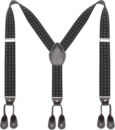 Miniatura 15 de AWAYTR Tirantes de botón marrón para hombre, tirantes elásticos ajustables en forma de Y