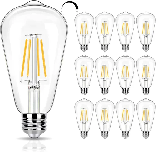 Paquete de 12 bombillas LED regulables equivalentes a 40 W, bombillas Edison ST19 vintage E26, bombillas LED de 4 W de color blanco cálido suave de
