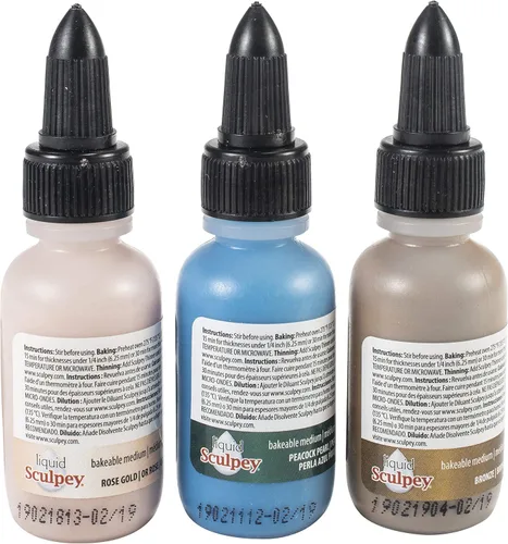 Miniatura 2 de Liquid Sculpey - Arcilla líquida de polímero para horno, paquete de muestras metálicas glamorosas, tres botellas de 1 onza incluidas, oro rosa