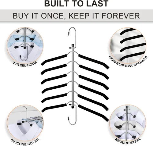 Miniatura 5 de TOPIA HANGER Percha para Ropa que Ahorra Espacio, Perchas de 6 Niveles para Camisas y Abrigos que Ahorran Espacio Sin Protuberancia en los Hombros