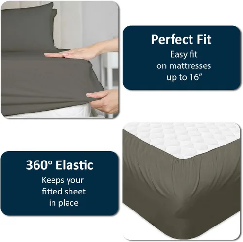 Miniatura 6 de Cottingon Juego de sábanas de 4 piezas para camas ajustables, 100% algodón egipcio de 28 pulgadas, hojas de cabeza flexible para dormir con números