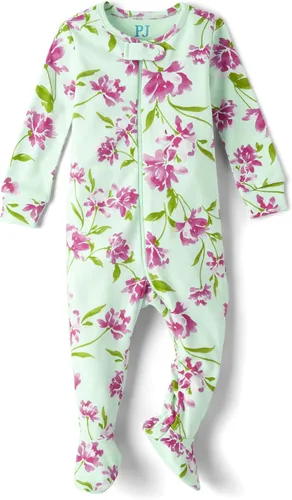 Miniatura 6 de The Children's Place Pijama de una pieza con pies y cremallera frontal 100% algodón para niñas pequeñas