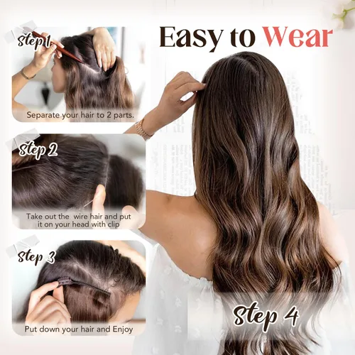 Miniatura 9 de XDhair Extensiones de cabello humano con alambre de 70 g, 14 pulgadas, balayage, color marrón dorado con rubio caramelo Remy, extensiones de cabello