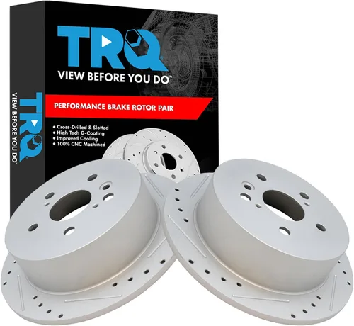 Miniatura 128 de TRQ Juego de rotores de freno de rendimiento trasero con revestimiento G premium compatible con Mazda 6 2014-2021