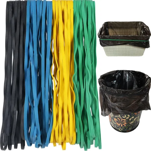 Miniatura 10 de AMUU Bandas de goma grandes planas de longitud 12 pulgadas, 40 piezas, para papeleras de 8-33 galones, bandas elásticas de goma verdes resistentes