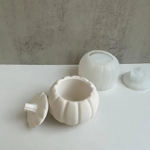 Miniatura 3 de Caja de Almacenamiento con Tapas, Juego de Moldes de Silicona para Frascos de Velas, Moldes de Recipientes Creativos, Moldes de Hormigón Redondos