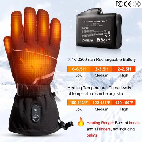 Miniatura 2 de Guantes térmicos con batería de 7.4 V recargables para hombres y mujeres, recargables para senderismo, esquí, ciclismo, campamento y pesca, guantes