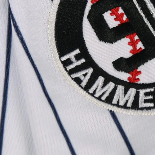 Miniatura 6 de 99 Parches bordados de jersey de béisbol Jersey blanco cosido con rayas azul marino