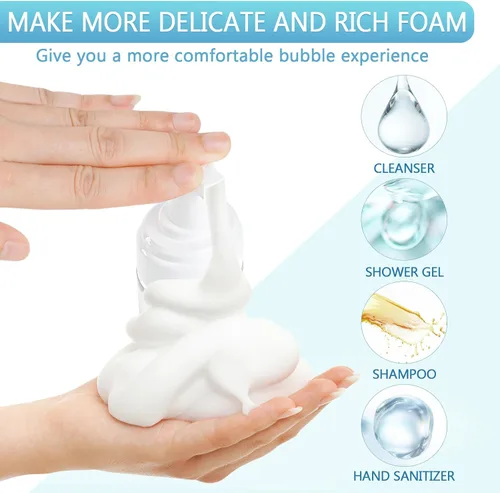 Miniatura 4 de Botella de espuma vacía transparente de 5.1 onzas líquidas, botella de espuma de viaje para jabón, champú, botella dispensadora de espuma