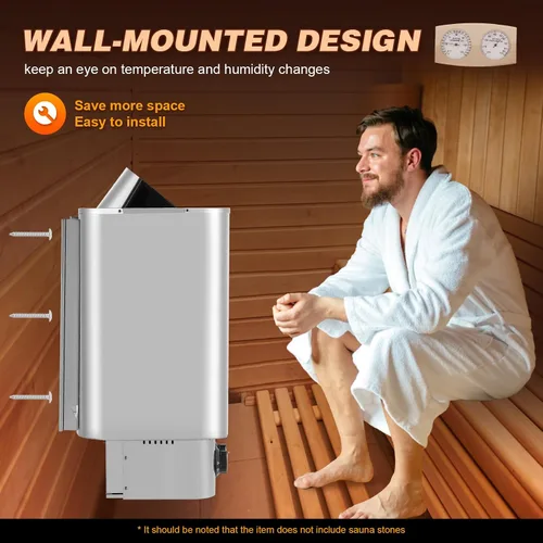 Miniatura 4 de Mxmoonant Calentador de sauna, 6 KW 220 V, calentadores eléctricos de sauna, estufa de vapor seco, baño de sauna para el hogar, hotel, spa, máx. 300