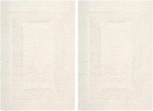 Miniatura 16 de COTTON CRAFT Lujosas alfombras de baño, juego de 2 alfombrillas reversibles y pesadas para suelo de baño, bañera y ducha, tapete de algodón puro