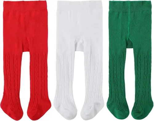 American Trends Medias suaves para bebé, mallas de punto trenzado para bebés, medias de invierno para niñas recién nacidas, medias para niños