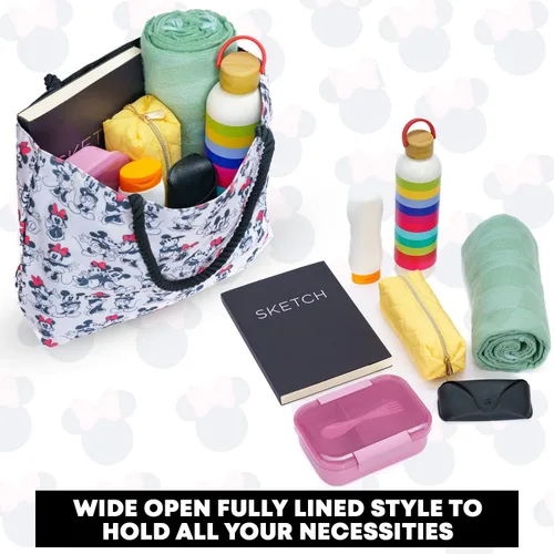 Miniatura 3 de Disney Bolso de mano Mickey Mouse y Minnie Mouse, bolso grande para vacaciones en parque temático, bolsa de viaje, bolsa grande, bolsa de trabajo