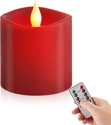 Miniatura 38 de Juego de 1 velas sin llama de 3 x 4, batería de 2 AA, 600 horas, velas parpadeantes con temporizador, velas sin llama de 4 pulgadas con control