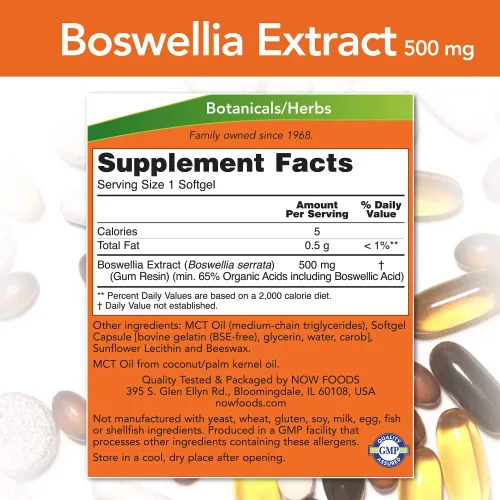 Miniatura 2 de Suplemento dietario Now Foods con extracto de boswellia, de 0.01 oz, 90 cápsulas, 1