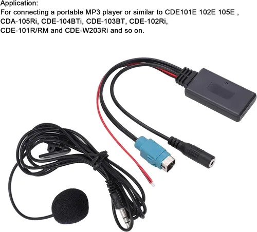 Miniatura 3 de Aramox Módulo AUX en Bluetooth, adaptador de cable Bluetooth AUX in estéreo de velocidad completa con micrófono extraíble de repuesto para 2009