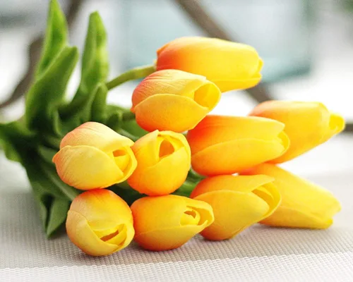 Miniatura 9 de 30 tulipanes artificiales, flores de tacto real, multicolor, tulipanes falsos de Holanda de poliuretano, ramo de tulipanes de látex, flores de látex