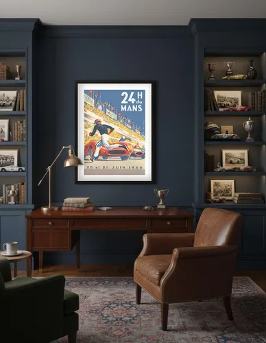 Miniatura 4 de 1959 Grand Prix - 24 horas de Le Mans Francia - Carreras de resistencia - Póster de carreras de coches vintage por Michel Bélignod c.1959