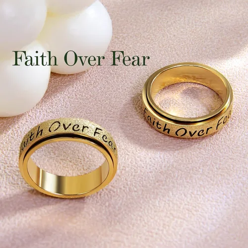 Miniatura 5 de Anillo Giratorio para Mujeres - Anillos de Acero Inoxidable de Fe Sobre el Miedo para Alivio de la Ansiedad para Adultos, Anillo del Pulgar