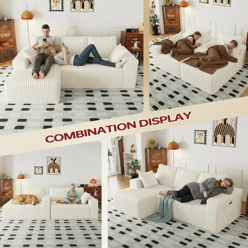 Miniatura 5 de Cloud - Sofá modular en forma de L con asiento profundo, de espuma viscoelástica comprimida de 3 plazas para sala de estar, sofá modular