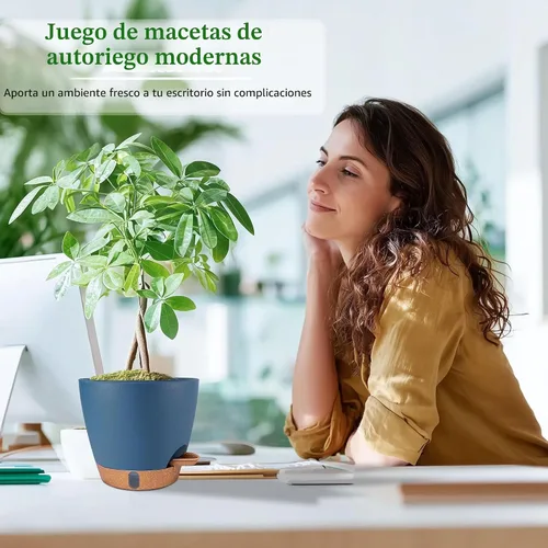 Miniatura 9 de Macetas de riego automático de 6 pulgadas para plantas de interior (paquete de 5) – Pequeñas macetas de plástico con ventana de nivel de agua