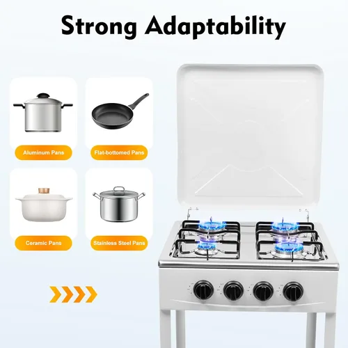 Miniatura 5 de Estufa de gas de 4 quemadores, 300000BTU portátil de GNL, estufa de parrilla de campamento de acero inoxidable con soporte para patas y adaptador