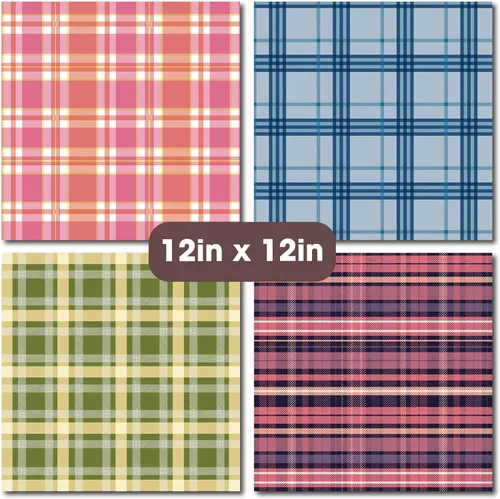 Miniatura 3 de Bloc de papel de tartán a cuadros de 30x30 cm, papel de doble cara, paquete de papel para álbumes de recortes, cartulina decorativa - 36 hojas