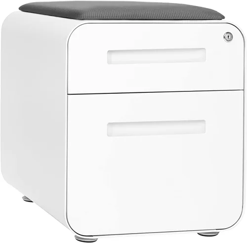 Miniatura 5 de Laura Davidson Furniture STOCKPILE - Mini archivador móvil con 2 cajones con asiento magnético extraíble, versión corta, archivador de metal, Negro